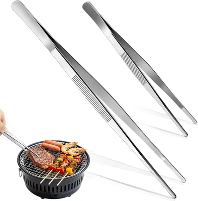 Produktbild von 2 Stš¹ck Kš¹chenpinzette Edelstahl, Pinzette Kš¹che 20 cm und 30 cm, Professionelle Kochpinzette, Langlebige Fleisch und