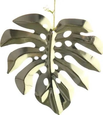 Produktbild von GASPER Weihnachtsdeko Fensterblatt - Monstera Blatt goldfarben 12 cm - Metall