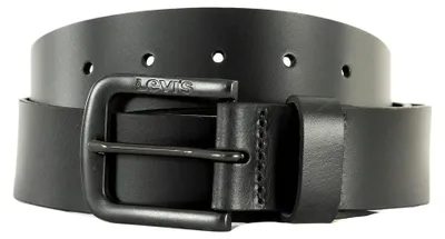 Obrázek produktu pro Pánský kožený pásek Levi's s kovovou přezkou ve stylu "harness", černý (Regular Black), délka 105 cm