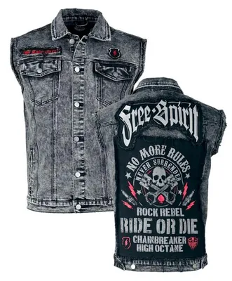 Produktbild von Rock Rebel by EMP Herren schwarze Weste mit Acid-Wash L