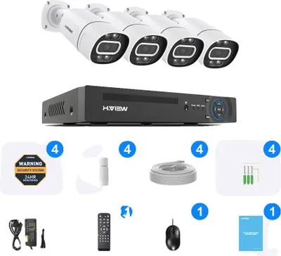 Obrázok produktu pre Bezpečnostný kamerový systém CCTV, rozlíšenie 8 MP, upozornenia v reálnom čase, 4 kamery s rozlíšením 8 MP, žiadne