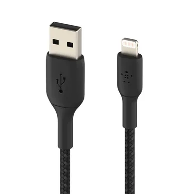 Produktbild von Belkin Lightning Lade/Sync Kabel 3m, ummantelt, mfi zert, schwarz