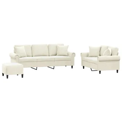 Produktbild von 3-tlg. Sofagarnitur mit Kissen Creme Samt