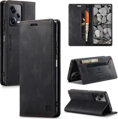 Obrázek produktu pro Redmi Note 12 Pro Pouzdro, RetroPolyuretanKožené Pouzdro, Stojánek a Ochranné Pouzdro pro Xiaomi Redmi Note 12 Pro 5G černé