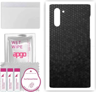 Produktbild von apgo Rückseite Schutzfolie, Skin, kompatibel mit Samsung Galaxy Note 10 5G, Hinten Displayschutzfolie aus Vinylfolie, kratzfest, einfache Montage - Schwarze Honigwabe