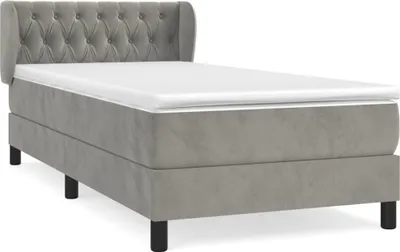 Produktbild von vidaXL Boxspringbett mit Matratze Hellgrau 90x200 cm Samt
