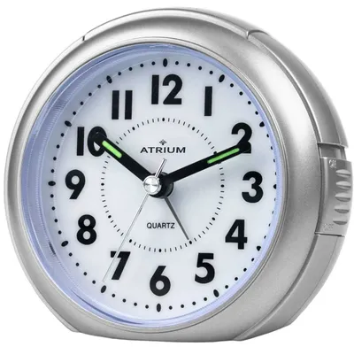 Produktbild von ATRIUM Wecker Analog Quarz silber A240-19 ohne Ticken mit Licht große Zahlen