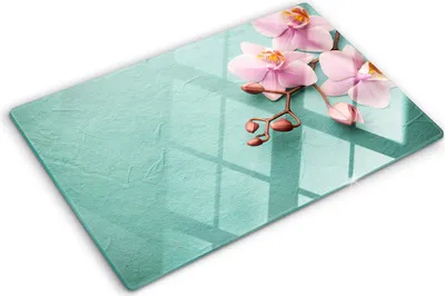 Produktbild von Tulup Glas Herdabdeckplatte - 80x52 cm - Glaskeramikkochfeld-Abdeckung Spritzschutz Glasabdeckplatte - Einteilig - Blumen & Pflanzen - Orchidee - Rosa