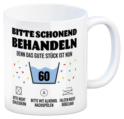 Produktbild von Bitte schonend behandeln - 60. Geburtstag Kaffeebecher