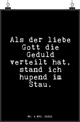 Produktbild von Mr. & Mrs. Panda Bild Als der liebe Gott... DIN A4 - Schwarz - Geschenk, Sprüche, Glizer Spruch Weisheiten Zitate Lustig Weisheit Worte, Kunstdruck, Plakat, Gott, Geduld