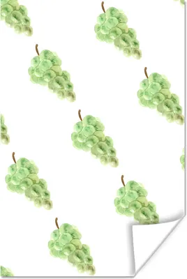 Produktbild von MuchoWow® Poster Weintrauben - Aquarell - Weiß 40x60 cm - Plakate für die Wand - Poster Babyzimmer