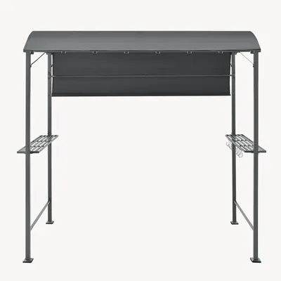 Produktbild von Grillpavillon 'Pyrgos' 215 x 220 x 140 cm mit wasserabweisendem Runddach 2 Ablagen 8 Haken Stahlgestell Dunkelgrau