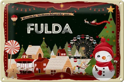 Produktbild von Blechschild Weihnachten Grüße FULDA Fest 30x20cm