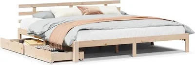 Produktbild von vidaXL Massivholzbett mit Schubladen 200x200 cm Kiefer