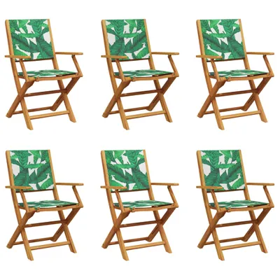 Image de vidaXL Chaises de jardin 6 pcs. Pliable Vert Tissu et bois massif