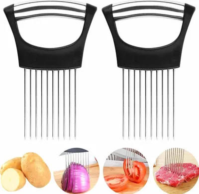 Produktbild von 2x Scharfer Küchenhelfer Zwiebelschneider Gemüse Fleisch Edelstahl