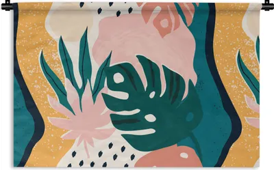 Produktbild von MuchoWow® Wandteppich Wandbehang Blätter - Farben - Muster 60x40 cm Tapisserie Dekoration Wandtuch - Wanddekorationen