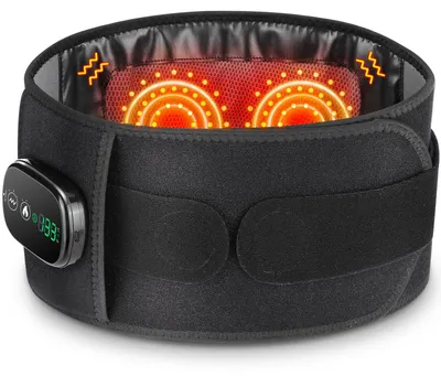 Produktbild von Wärme- und Vibrationsmassagegürtel 102319 - Taillen- und Lendenstütze - Rotlicht - Wärmekompresse - USB-C - Schwarz