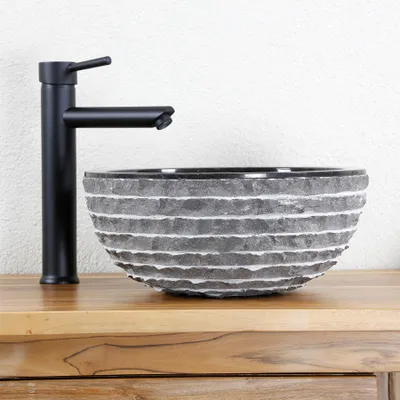 Produktbild von Marmor Steinwaschbecken Marika 35 cm Schwarz