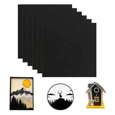 Image de ATOMSTACK Panneaux MDF 6 pièces : Planches colorées-noires, 300x300x3mm, bois non traité pour gravure laser, découpe CNC DIY modèle de bateau modélisation
