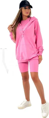 Produktbild von 3-in-1-Set: Sweatshirt, Top und kurze Leggings, rosa