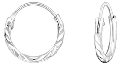 Produktbild von Kleine Creolen Silber 925 Ohrringe „Diamond Cut“ Silber 10 mm
