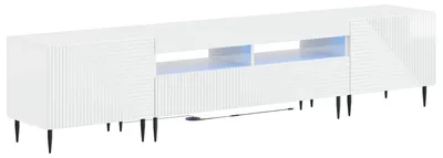 Obrázek produktu pro Třídílná LED televizní skříňka, vysoký lesk, bílá, vyrobená z dřevotřísky