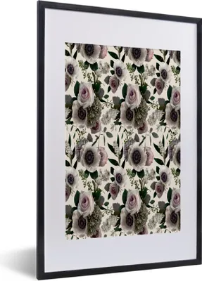 Produktbild von MuchoWow® MuchoWow® Gerahmtes Poster Blumen - Rosen - Blätter 40x60 cm - Poster mit zchwarzem Bilderrahmen - Poster in Rahmen