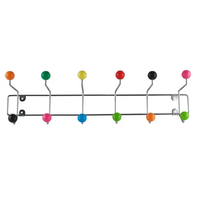 Produktbild von cagü: Design Retro Lounge Wandgarderobe Garderobe [SATURNUS] Bunt mit 12 Haken 54cm Länge inkl. Befestigungsmaterial