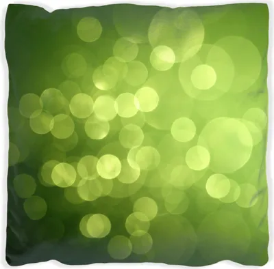 Produktbild von Wallario Premium Kissen, weiche Oberfläche, mit Motiv Abstrakte grüne Kreise  grüne Lichtpunkte, Größe: 30 x 30 cm, mit weißer Rückseite