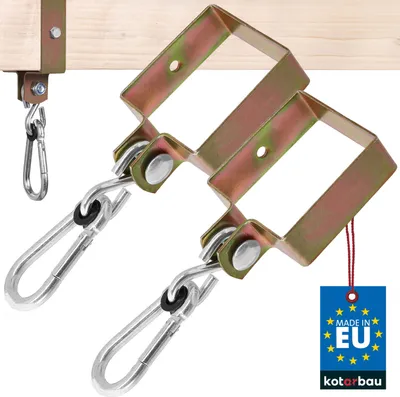 Obrázok produktu pre KOTARBAU® Sada 2 hojdačiek 90 x 90 mm štvorcový háčik hojdačka hojdačka hojdačka upevnenie manžety háčik žltá pozinkovaný háčik držiak háčik hojdačka