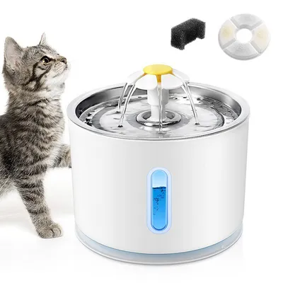 Produktbild von 2.4L Katzentrinkbrunnen, Ultraleiser Trinkbrunnen für Haustiere mit LED-Licht, Trinkbrunnen für Katzen, Vierfaches Filtersystem, DREI Wasserflussmodi
