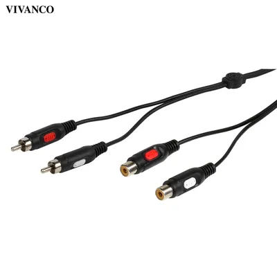 Produktbild von ViVanco™46/01 25, 2 x RCA, Männlich, 2 x RCA, Weiblich, 2,5 m, Schwarz