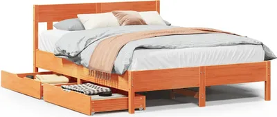 Obrázek produktu pro vidaXL Postel z masivu bez matrace Vosk hnědý 150x200 cm Borovicové dřevo
