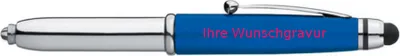 Produktbild von LED Touchpen Kugelschreiber mit pinkfarbender Gravur / Farbe: silber-blau