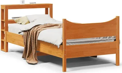 Productafbeelding van Maison Exclusive - Bedframe met hoofdeinde in donkerbruin, 75 x 190 cm, massief grenenhout
