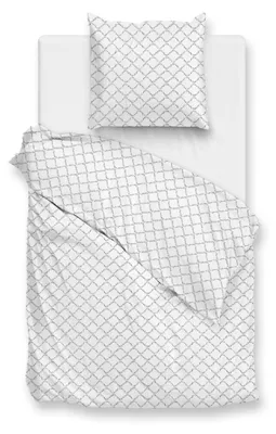 Produktbild von Zohome Satinado Bettbezug - 155x220 cm – Baumwoll-Satin – Hochwertige Bettwäsche mit motiv – Weich - Atmungsaktiv und Hautfreundlich – inkl. 80x80 cm Kissenbezug – Weiß