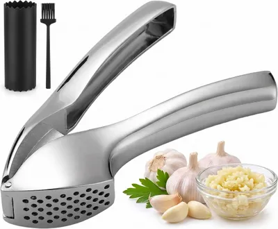 Produktbild von KANDONEX Premium Knoblauchpresse Edelstahl – Rostfrei & Spülmaschinenfest – Ergonomischer Küchenhelfer zum mühelosen Pressen von Knoblauch & Ingwer