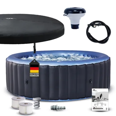 Produktbild von Miweba MSpa Whirlpool Bergen | 4 Personen Pool - In- & Outdoor Spa - 118 Massagedüsen - Fernbedienung - Aufblasfunktion per Tastendruck - 180x180 cm