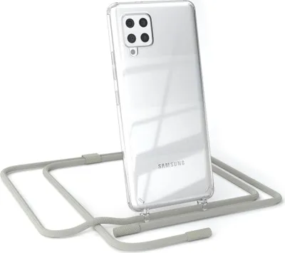 Produktbild von EAZY CASE Handykette für Samsung Galaxy A42 5G, Clear Case aus Silikon, mit Umhängeband, abnehmbare Endstücke, Handyband in Beige