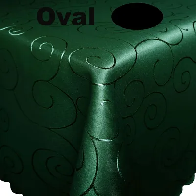 Produktbild von Ornamente Tischdecke OVAL 135x180 DUNKELGRÜN  bügelfrei pflegeleicht festlich