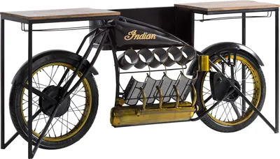 Produktbild von Bartisch Indian Black Hausbar Motorrad Bar Tresen Konsole Weinregal Barregal Bike