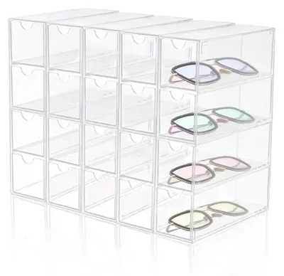 Productafbeelding van Set van 5 acryl zonnebrilorganisatoren met 20 lades