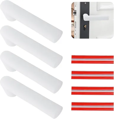 Produktbild von Silicone Türgriffabdeckungen 4 Stück, Transparent Weiß, Antistatisch, Schutz für Türgriffe