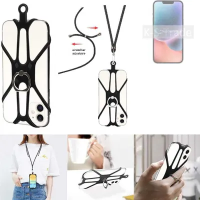 Produktbild von K-S-Trade 3in1 Handykette Handyband Handykordel Halsband Smartphone-Ring Handy-Ring kompatibel mit Apple iPhone 14 Fingerhalterung Handyring