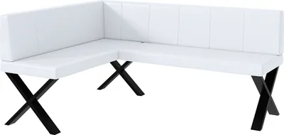 Produktbild von MEBLINI Eckbank für Esszimmer - Küchenbank - Essecke - Sitzecke Küche - PETER - X-Beine 128x168x87cm Links - Weiß Kunstleder