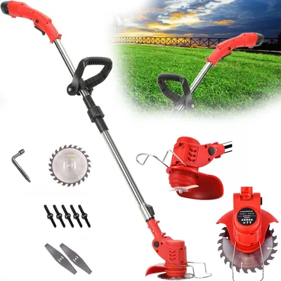 Produktbild von Kabelloser Akku Rasentrimmer, Lithium-Akku mit 2 Batterien, 3 Schneidköpfe, für Garten, Unkraut und Büsche