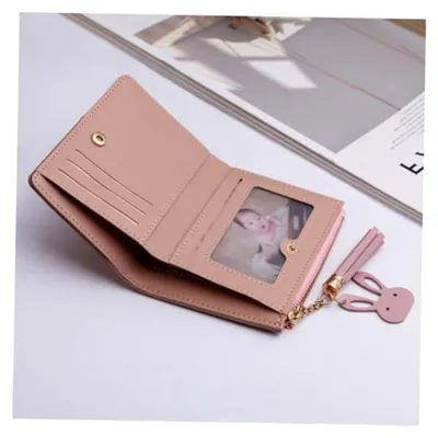 Produktbild von Rosa Quasten-Geldbörse mit Reißverschluss Kleine Tragetasche für Damen aus hochwertigem Material
