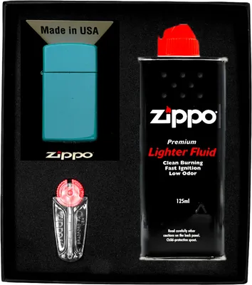 Produktbild von Feuerzeug-Set ZIPPO  FLAT TURQUOISE SLIM Geschenk No1