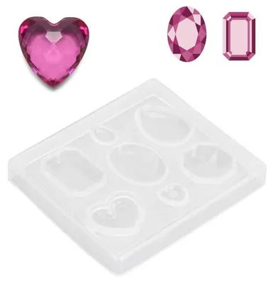 Immagine prodotto di Stampi per gioielli, stampo in silicone trasparente con pietre preziose sfaccettate, kit per la creazione di gioielli